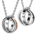 His & Hers Couples Engraved Double Ring Pendant Necklace