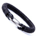 Impressive Men's Black Cord Loops Genuine Leather Cuff Bracelet with Stainless Steel Clasp