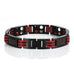 Men's Titanium Magnetic Link Bangle Bracelet with Carbon Fiber 8.66 inch (Black & Red)