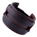 Wide Deep Coffee Brown Genuine Leather Cuff Bracelet for Men