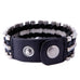 Unusual Genuine Leather & Metal Cuff Men's Bracelet by (Black,  Silver)
