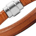 Classic Genuine Leather Cuff Bracelets Stainless Steel Clasp 8.6"