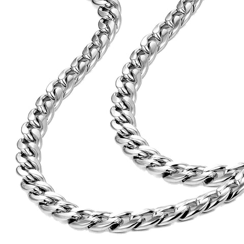 Polished Stainless Steel Men's Curb Chain Necklace in Variety of Sizes & s