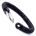 Impressive Men's Black Cord Loops Genuine Leather Cuff Bracelet with Stainless Steel Clasp