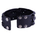 Gothic Men's Army Style Coal Black Cuff Genuine Leather Bracelet with Metal Silver Tone Screws