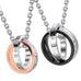 His & Hers Couples Engraved Double Ring Pendant Necklace