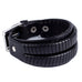 Elegant Coal Black Cuff Genuine Leather Bracelet for Men (Metal Buckle Clasp)