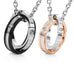 His & Hers Couples Engraved Double Ring Pendant Necklace