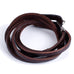 Deep Coffee Leather Wrap Cuff Men's Genuine Bracelet with Metal Hook Clasp (Brown)