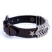 Powerful Dark Brown Leather Cuff Bracelet with Metal Design & Buckle Clasp (Adjustable)
