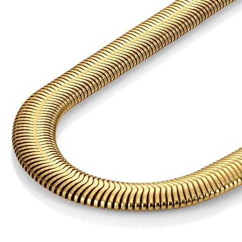 Gold Toned 316L Stainless Steel Men's Necklace Snake Chain 20" - Necklaces for Men - Mens Jewelry (6MM)