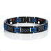 Men's Titanium Magnetic Link Bangle Bracelet with Carbon Fiber 8.66 inch (Black & Blue)