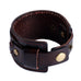 Wide Deep Coffee Brown Genuine Leather Cuff Bracelet for Men