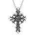 Vintage Royalty Celtic Shield Cross Pendant Necklace in Stainless Steel with Cubic Zirconia