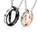 His & Hers Couples Engraved Double Ring Pendant Necklace