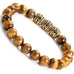 Beaded Cuff Bracelet with Stainless Steel Gold  & Brown Beads