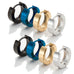 4 Pairs Set of Men's Stainless Steel Classic Huggie Hinged Hoop Earrings