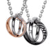 His & Hers Couples Engraved Double Ring Pendant Necklace