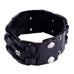 Gothic Men's Army Style Coal Black Cuff Genuine Leather Bracelet with Metal Silver Tone Screws
