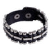 Unusual Genuine Leather & Metal Cuff Men's Bracelet by (Black,  Silver)