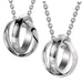 His & Hers Couples Engraved Double Ring Pendant Necklace