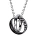 His & Hers Couples Engraved Double Ring Pendant Necklace
