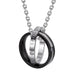 His & Hers Couples Engraved Double Ring Pendant Necklace