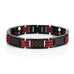 Men's Titanium Magnetic Link Bangle Bracelet with Carbon Fiber 8.66 inch (Black & Red)