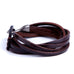 Deep Coffee Leather Wrap Cuff Men's Genuine Bracelet with Metal Hook Clasp (Brown)
