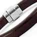Classic Genuine Leather Cuff Bracelets Stainless Steel Clasp 8.6"