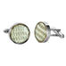 Stunning Round 316L Stainless Steel & White Carbon Fiber Cufflinks for Men