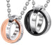 His & Hers Couples Engraved Double Ring Pendant Necklace