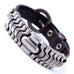 Powerful Dark Brown Leather Cuff Bracelet with Metal Design & Buckle Clasp (Adjustable)