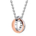 His & Hers Couples Engraved Double Ring Pendant Necklace