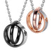 His & Hers Couples Engraved Double Ring Pendant Necklace
