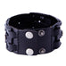 Gothic Men's Army Style Coal Black Cuff Genuine Leather Bracelet with Metal Silver Tone Screws