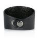 Leaf Shape Black Genuine Leather Cuff Men's Bracelet (adjustable 7.9 inches,  Width 1.7 inches)