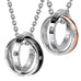 His & Hers Couples Engraved Double Ring Pendant Necklace