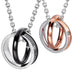 His & Hers Couples Engraved Double Ring Pendant Necklace