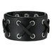 Black Genuine Leather Cuff Bangle Men's Bracelet Bold Punk Style (adjustable 8.25 inches)