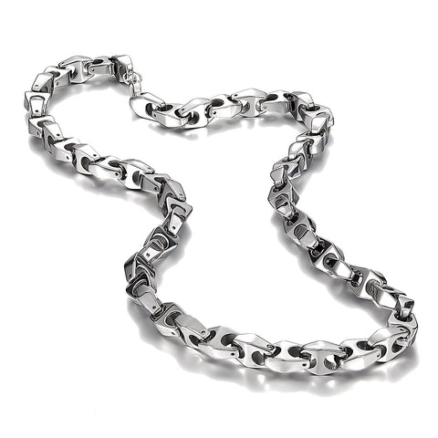 Unique Astro Snake 22 Inches Men's Silver Toned Tungsten Link Necklace Chain (Heavy,  Solid)