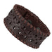 Men's Brown Genuine Leather Cuff Bangle Bracelet Weave Design (8.25",  1.2" width)