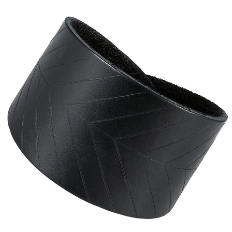 Leaf Shape Black Genuine Leather Cuff Men's Bracelet (adjustable 7.9 inches,  Width 1.7 inches)
