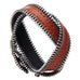 Zipper Style Brown Genuine Leather Wrap Cuff Bracelet for Men