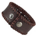 Men's Brown Genuine Leather Cuff Bangle Bracelet Weave Design (8.25",  1.2" width)