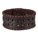 Men's Brown Genuine Leather Cuff Bangle Bracelet Weave Design (8.25",  1.2" width)