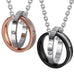 His & Hers Couples Engraved Double Ring Pendant Necklace