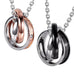 His & Hers Couples Engraved Double Ring Pendant Necklace