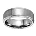 Beveled Edge Brushed Solid Tungsten 8 mm Comfort Fit Ring Band for Men