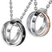 His & Hers Couples Engraved Double Ring Pendant Necklace